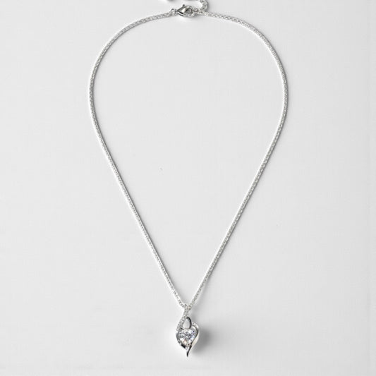 COLLANA IN ARGENTO CON PENDENTE GOCCIA E PIETRA BIANCA