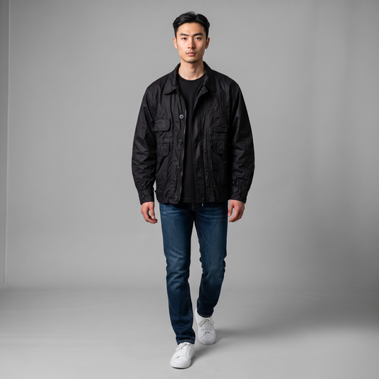 Giacca Vintage "POP 84" Utility Jacket – Total Black taglia S