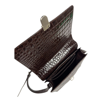 Borsa a Tracolla Vintage Effetto Coccodrillo - - Marrone Cioccolato