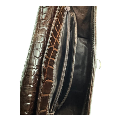 Borsa a Tracolla Vintage Effetto Coccodrillo - - Marrone Cioccolato