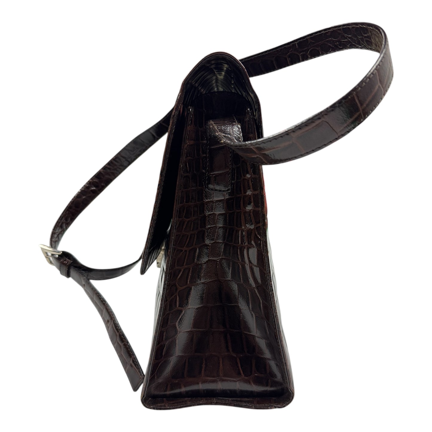 Borsa a Tracolla Vintage Effetto Coccodrillo - - Marrone Cioccolato