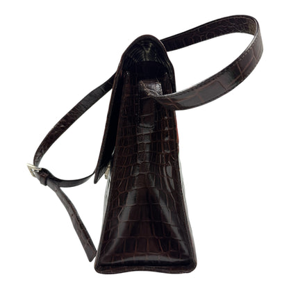 Borsa a Tracolla Vintage Effetto Coccodrillo - - Marrone Cioccolato
