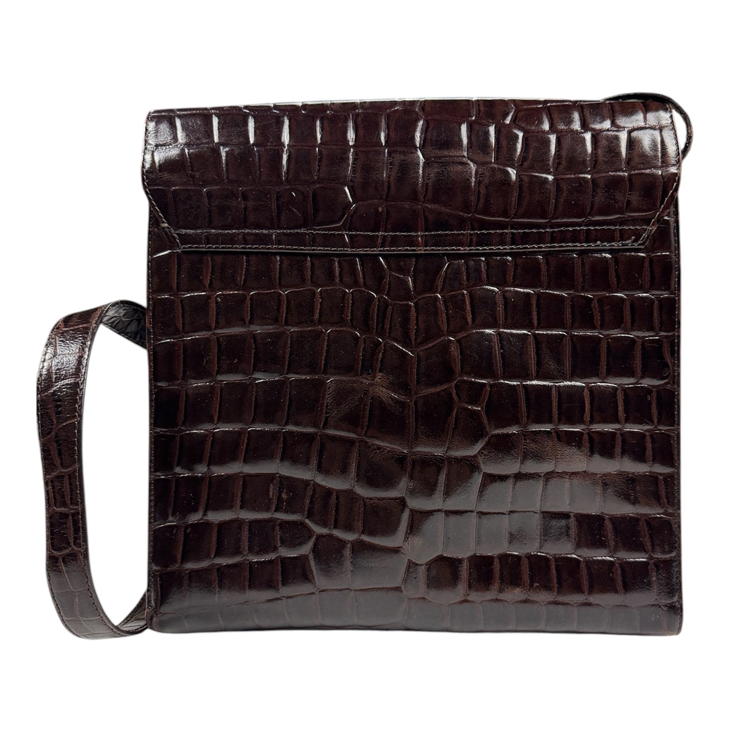 Borsa a Tracolla Vintage Effetto Coccodrillo - - Marrone Cioccolato