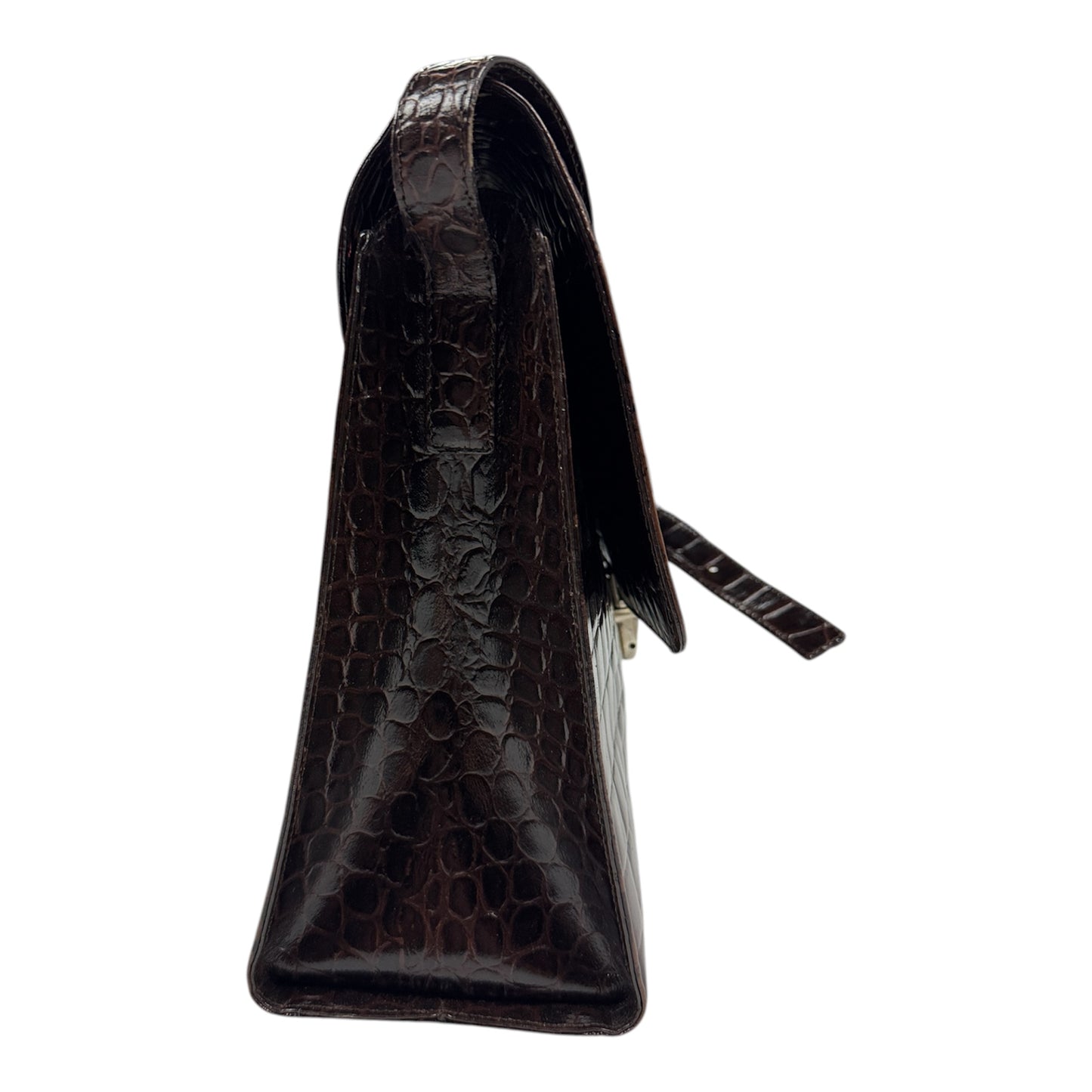 Borsa a Tracolla Vintage Effetto Coccodrillo - - Marrone Cioccolato
